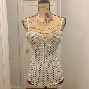 White Black Polkadot Corset